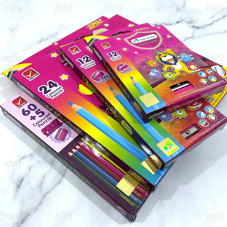 สีไม้ ดินสอสี Master Art Premium Grade แบบ 12 สีแท่งสั้น, 12,24 สีแท่งยาว