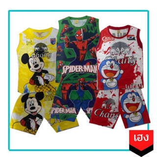 ภาพหน้าปกสินค้าชุดซุปเปอร์ฮีโร่ ผ้ามัน  สำหรับเด็กอายุ 4-8 ปี เสื้อผ้าเด็ก ที่เกี่ยวข้อง