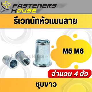 รีเวทนัท ชุบซิงค์ขาว ขนาด M5 M6  จำนวน 4 ตัว / Rivet Nut White Zinc