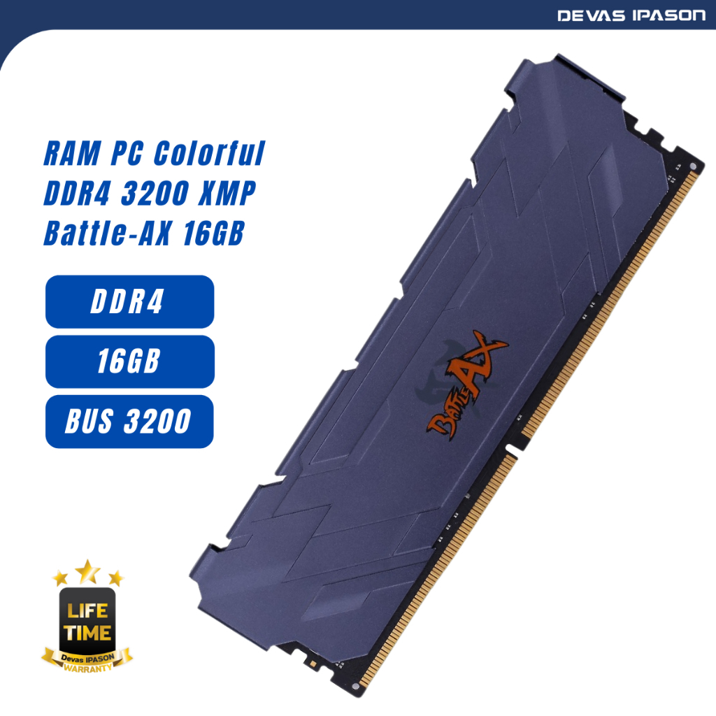 ภาพหน้าปกสินค้าCOLORFUL RAM สำหรับ PC Battle-AX DDR4 BUS 3200 - CL18 ขนาด 1x16GB รับประกัน โดย Devas IPASON
