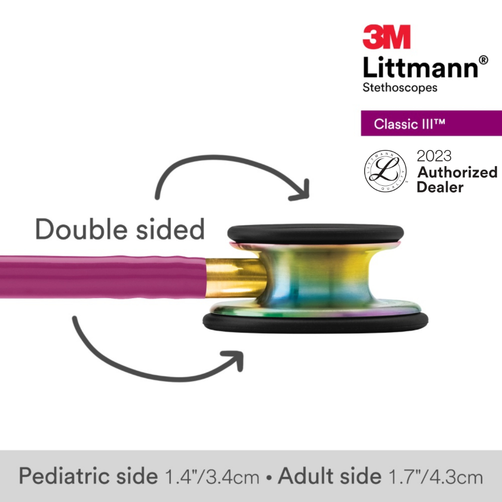 3m-littmann-classic-iii-27-inch-5806-raspberry-tube-rainbow-finish-chestpiece-stainless-stem-amp-eartubes