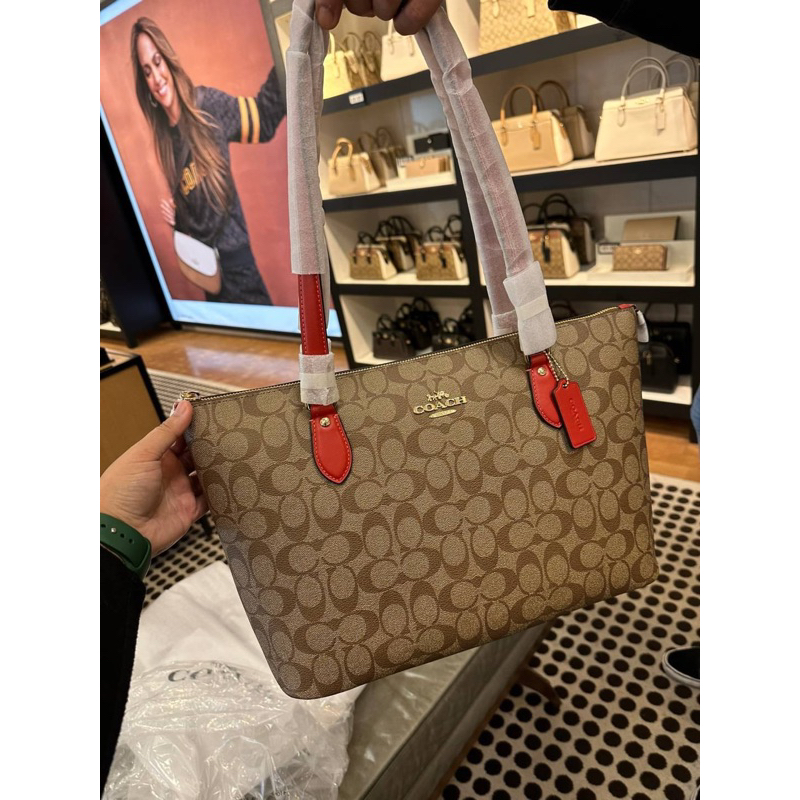 Coach CH504 Gallery Tote In Signature Canvas IN Khaki Saddle 2