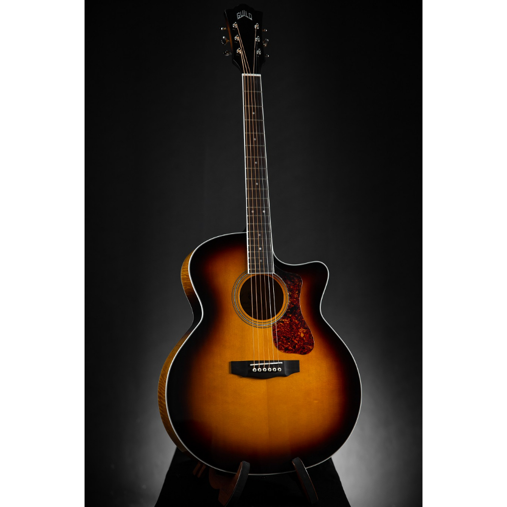 กีต้าร์โปร่ง-guild-f-250ce-deluxe-atb-solid-sitka-spruce-flamed-maple-กีตาร์-acoustic-guitar-กีตาร์โปร่ง