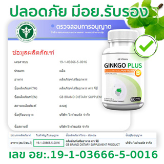 ภาพขนาดย่อของภาพหน้าปกสินค้าGB Ginkgo Plus-B อาหารเสริม ใบแปะก๊วยผสมวิตามินบีรวม สารสกัดใบแปะก๊วย โปรพิเศษ ซื้อ 1 แถม 1 รวม 120 แคปซูล จากร้าน newlifeplus บน Shopee ภาพที่ 4