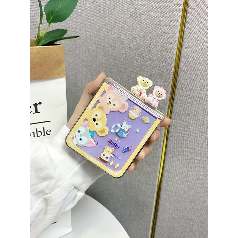 เคส-oppo-find-n2-flip-เคสใสสกรีนลายน้องหมี-มีขอบให้ติดน้องหมี-3d-น่ารักมากๆ