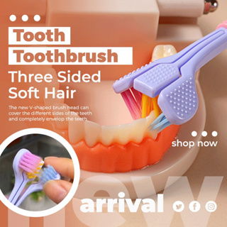 WELLON Tiktok แปรงสีฟัน 3D สามด้าน ขนแปรงนุ่มพิเศษ สําหรับผู้ใหญ่ 1 ชิ้น Three sided toothbrush Premium Slim Soft Toothbrush 3 หัวแปรงฟัน |1 ด้าม