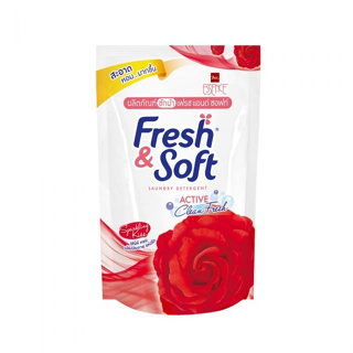 น้ำยาซักผ้า เฟรช แอนด์ ซอฟท์ (สีแดง) กลิ่น SPARKLING KISS Fresh &amp; Soft Detergent refill 400ml. 1 bag