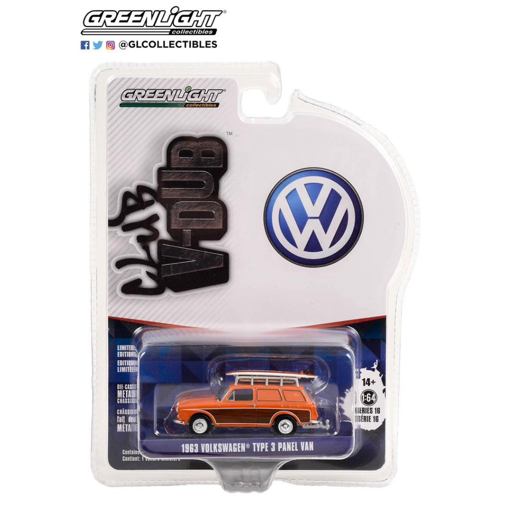 Voiture Miniature Greenlight 1:64 - Volkswagen Samba Bus Gulf Oil #4 1964 - Neuve