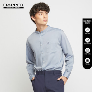 DAPPER เสื้อเชิ้ตทำงานคอจีน NO MORE IRON Mandarin Collar Regular Fit สีน้ำเงิน (BSLN1/105MN)