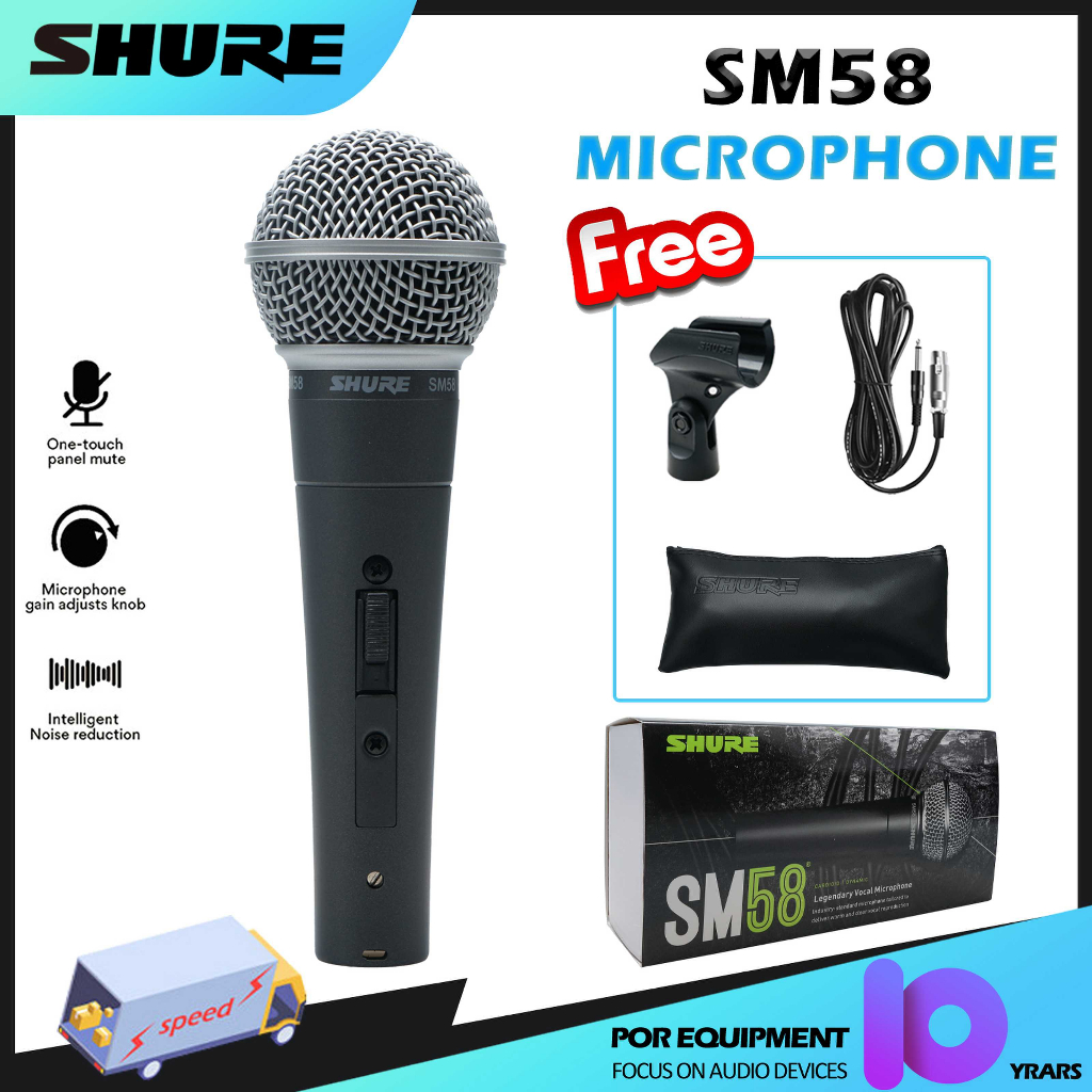 【การจัดส่งในประเทศไทย】SHURE SM58 Wired Microphone ไมโครโฟนแบบมีสาย