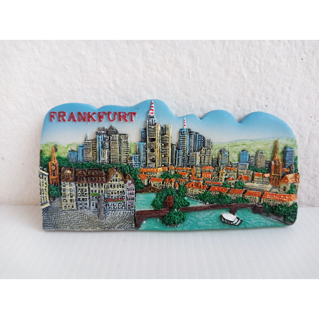 โมเดลภาพสถานที่ท่องเที่ยวสำหรับติดตู้เย็น-frankfurt-blue-landmark-souvenir-magnet-collection-gift-for-refrigerator