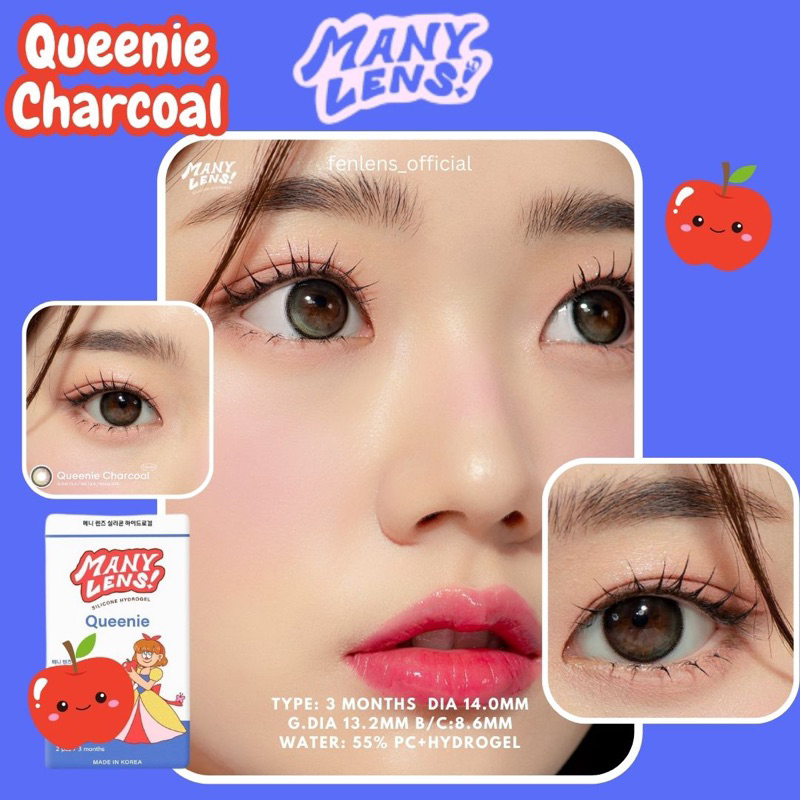 manylens-queenie-สี-charcoal-เลนส์ราย3เดือน
