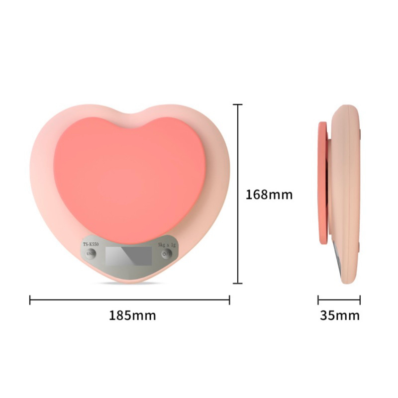 เครื่องตวงดิจิตอล-ตราชั่งวัตถุดิบทำอาหาร-ที่ตวงแป้ง-เครื่องตวงเบเกอร์รี่-ตราชั่งทรงหัวใจน่ารักมาก-1kg-5kg