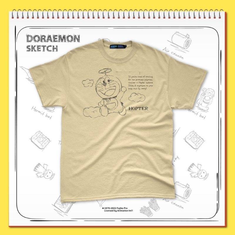 เสื้อยืดผ้าcotton-นุ่ม-สกรีนลาย-sketch-โดเรม่อน-งานลิจสิทธิ์แท้100