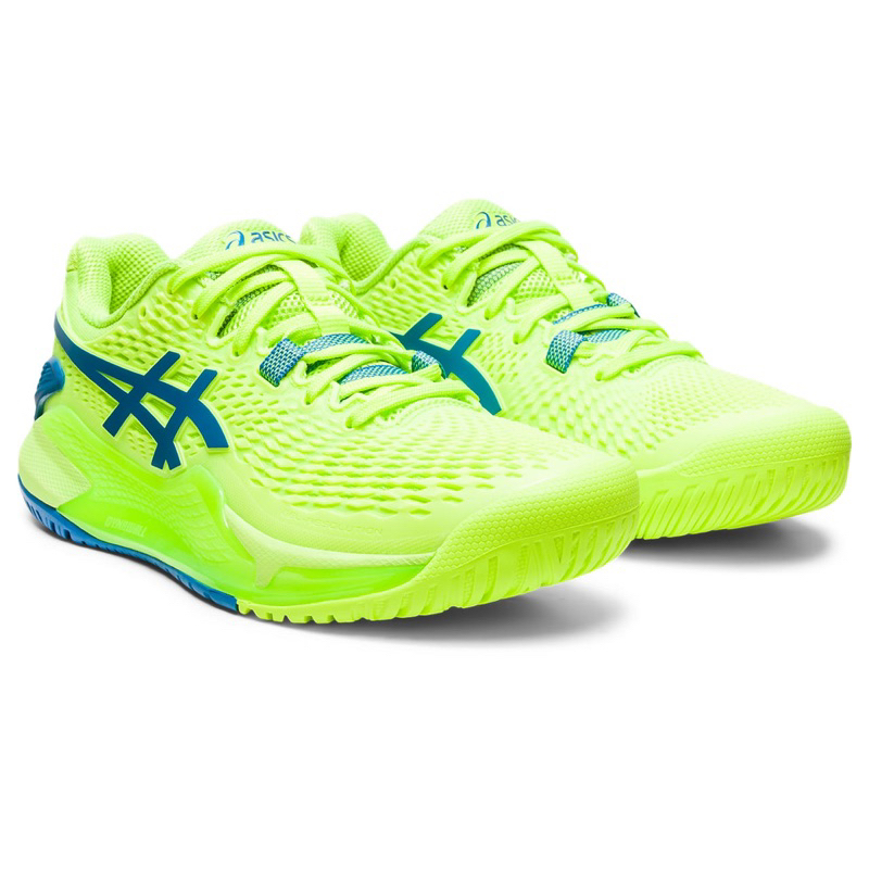 รองเท้าเทนนิสผู้หญิง-asics-gel-resolution-9-women-2023-hazard-green-reborn-blue