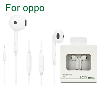 สินค้า หูฟังoppo r11 r17 3.5mm reno MH135 เสียงดี คุณภาพ AA (รับประกันหนึ่งปี)ไมโครโฟนในตัว