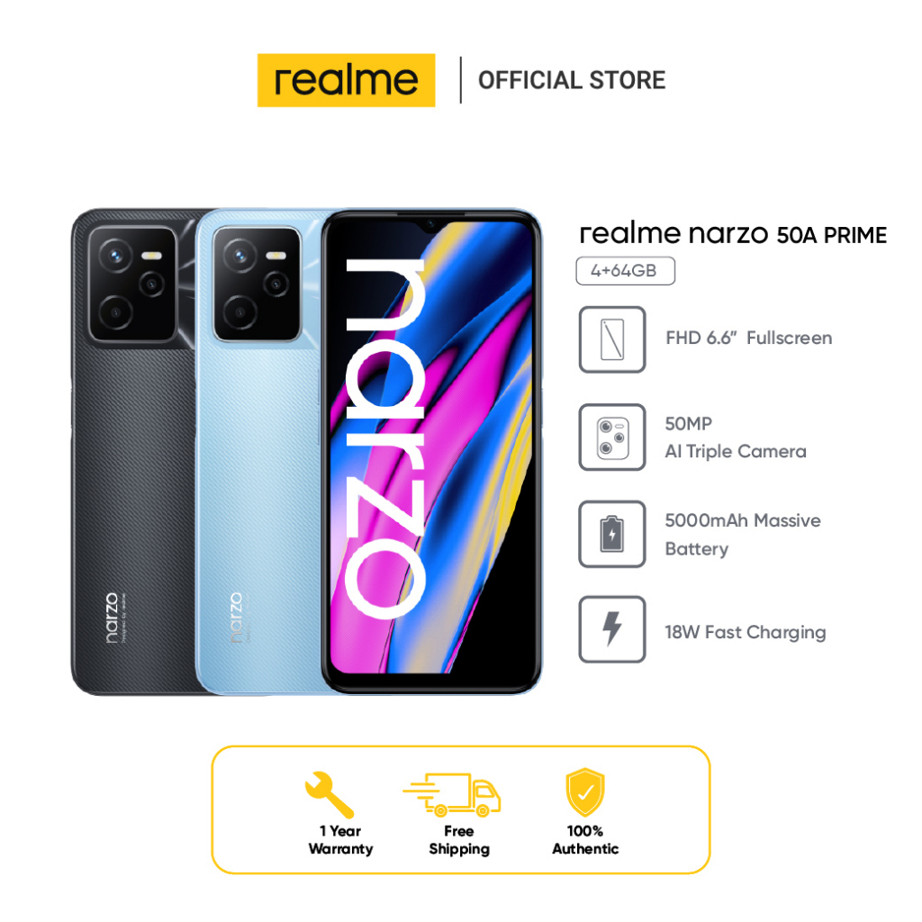 Ready go to ... https://shope.ee/4fO7TO78hF [ realme narzo 50a Prime (4+64GB) | แบตเตอรี่ขนาดใหญ่ 5000mAh | หน้าจอ FHD+ fullscreen 6.6 นิ้ว | Shopee Thailand]