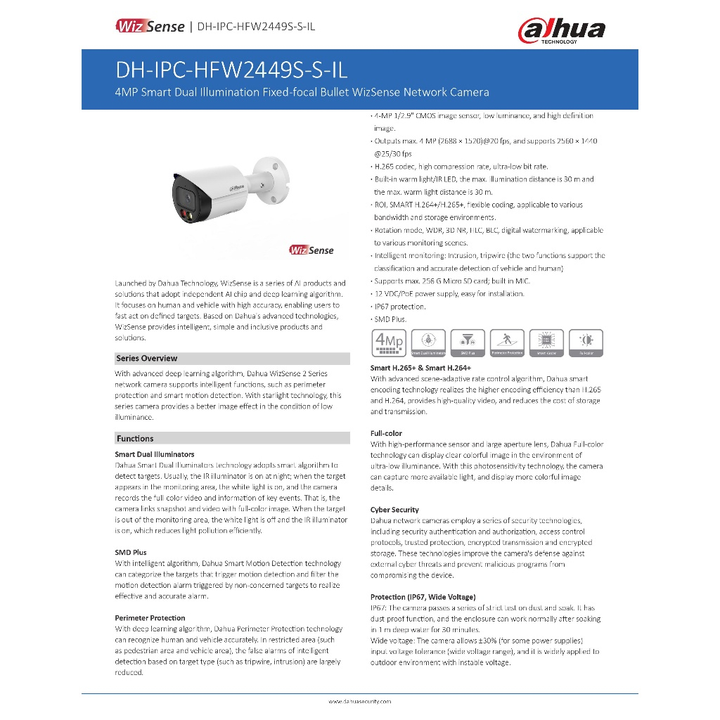 dahua-ชุดกล้องวงจรปิดip-4ตัว-4mp-รุ่น-สี24ชม-มีเสียง-ipc-hfw2249s-s-il-ai-wizsense-ภาพคมชัด-ติดตั้งง่าย-ไม่ต้องเดินสายไฟ