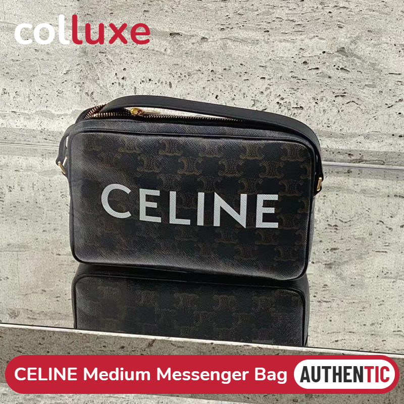 CELINE Medium Messenger Bag In Triomphe Canvas With CELINE Print