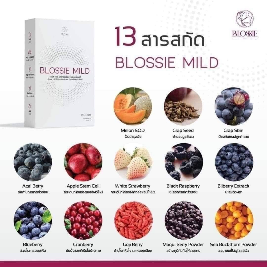 blossie-mild-บลอสซี่มายด์-อุดมไปด้วยวิตามิน-เป็นสารสกัดจากธรรมชาติ-1-กล่อง-7-ซอง