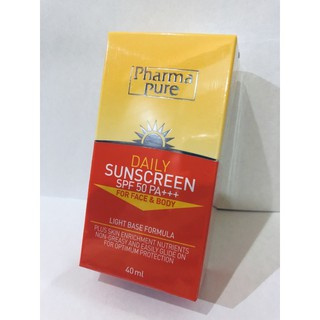 Pharmapure Daily Sunscreen spf50 PA+++ โลชั่นกันแดดสูตรน้ำ เนื้อเบาป้องกันแสงแดดสำหรับผิวหน้าและผิวกาย คงความกระจ่างใส