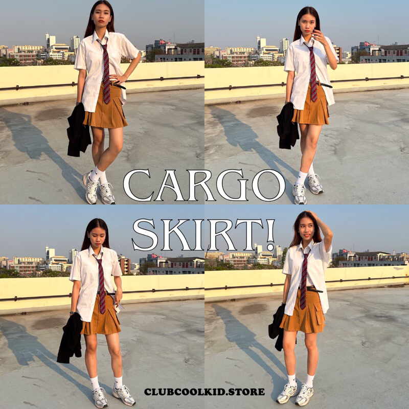 new-กระโปรงสั้น-cargo-skirt-มีกระเป๋าข้าง-จีบหน้าหลัง