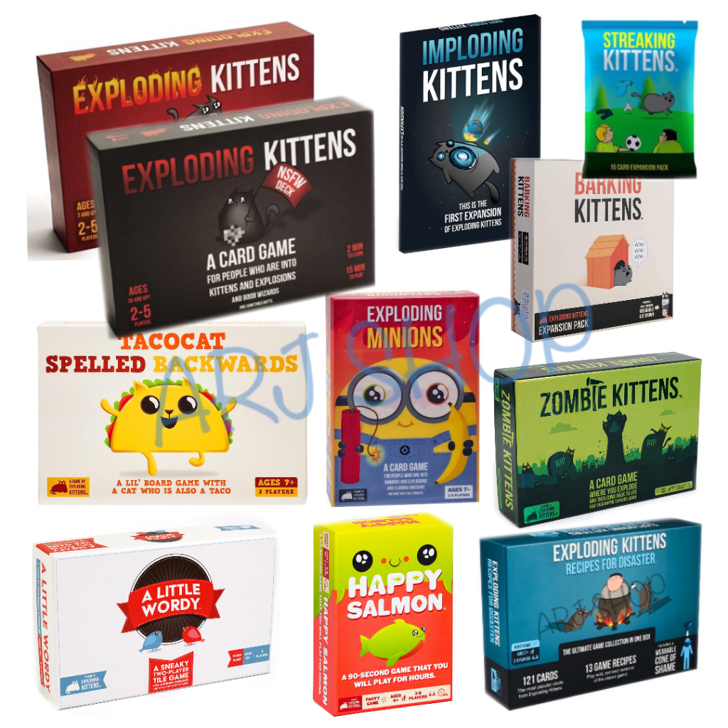 ภาพหน้าปกสินค้าExploding / Imploding / Streaking / Barking / Zombie kittens / Happy Salmon Board game - บอร์ดเกมแมวระเบิด กระดาษอย่างดี