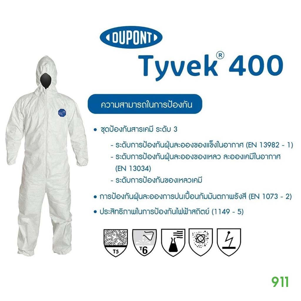 dupont-ชุดppe-ชุดป้องกันสารเคมี-รุ่น-tyvek-400-ชนิดสวมปกปิดทั้งตัว