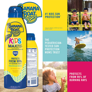 นำเข้า🇺🇸 สเปรย์กันแดดเด็ก SPF100 Banana Boat UltraMist Kids MAX Protect &amp; Play Clear Spray Sunscreen 6oz