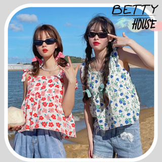 Betty House🎀y2k  เสื้อไปทะเล เชิ้ตฮาวาย 🌴 เสื้อสายเดี่ยว โบผูกหน้า น่ารักลุคคุณหนูคุณใจมากจร้าาา🌟พร้อมส่ง 💥พร้อมส่งจากกทม มาถึงใน 3-5 วัน