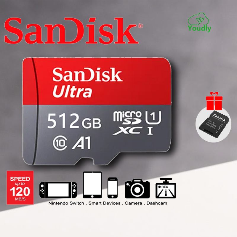 ภาพหน้าปกสินค้าSandisk Ultra การ์ดหน่วยความจำวิดีโอ MicroSD ความเร็วสูง 120MB/s A1 32/64/128/256GB ความจุ Class10 การ์ดหน่วยความจำ