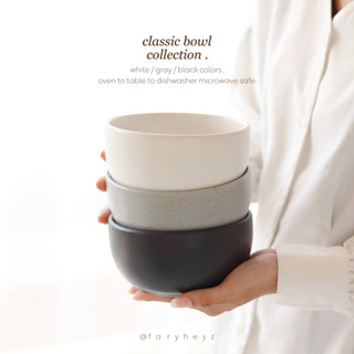 ถ้วยเซรามิค ใบใหญ่ก้นลึก 3 สีใส่โจ๊ก ซีเรียล classic ceramic bowl | faryheyz