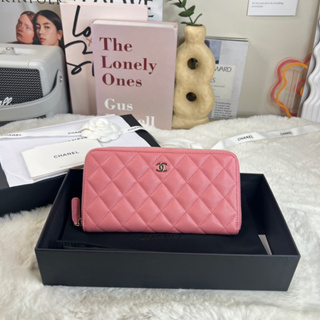 Like new‼️ C h a n e l zippy long wallet caviar microchip 2022 ใบยาว สีชมพู อะไหล่ทอง น่ารักมากค้า ✨อะไหล่ทอง สภาพสวยค่ะ