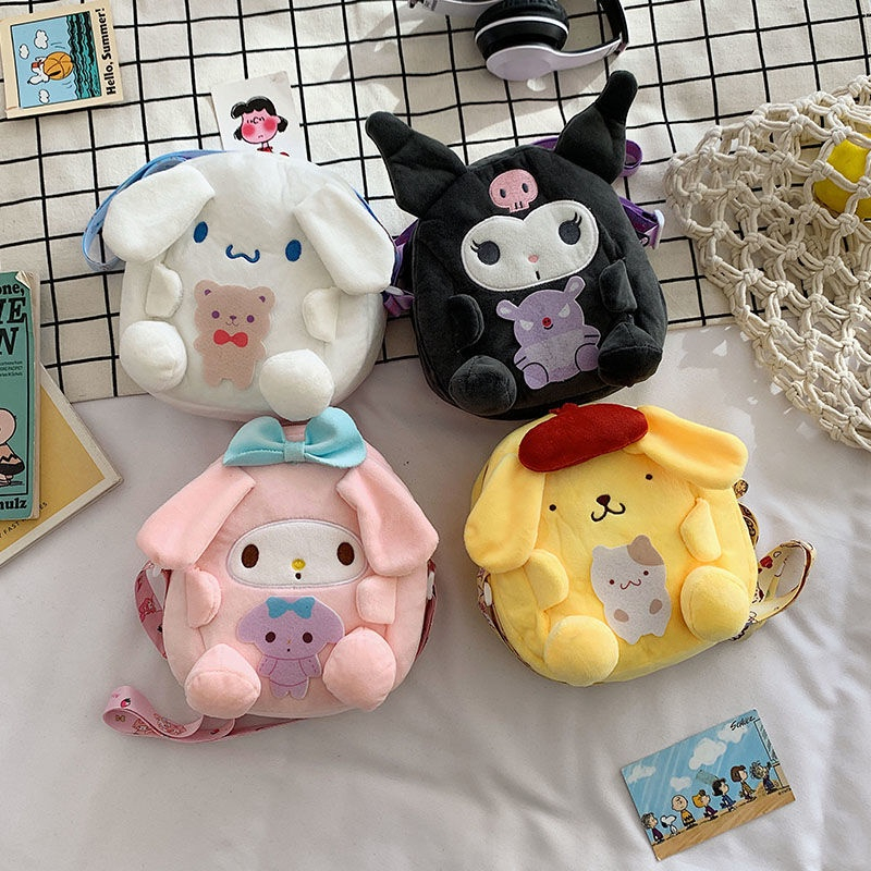 taidu-sanrio-กระเป๋าแฟชั่นน่ารักอินเทรนด์มาใหม่-วัสดุตุ๊กตาการ์ตูนสุนัข-pacha-กระเป๋าถือขนาดเล็กที่เข้าได้กับทุกแบบลำลอง