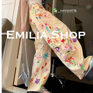 EMILIA SHOP กางเกงขายาว กางเกงเอวสูง ผู้หญิงสไตล์เกาหลี เสื้อผ้าแฟชั่นผู้หญิง ความรู้สึกของการออกแบบ 2023 ใหม่ A23L0FN 0510