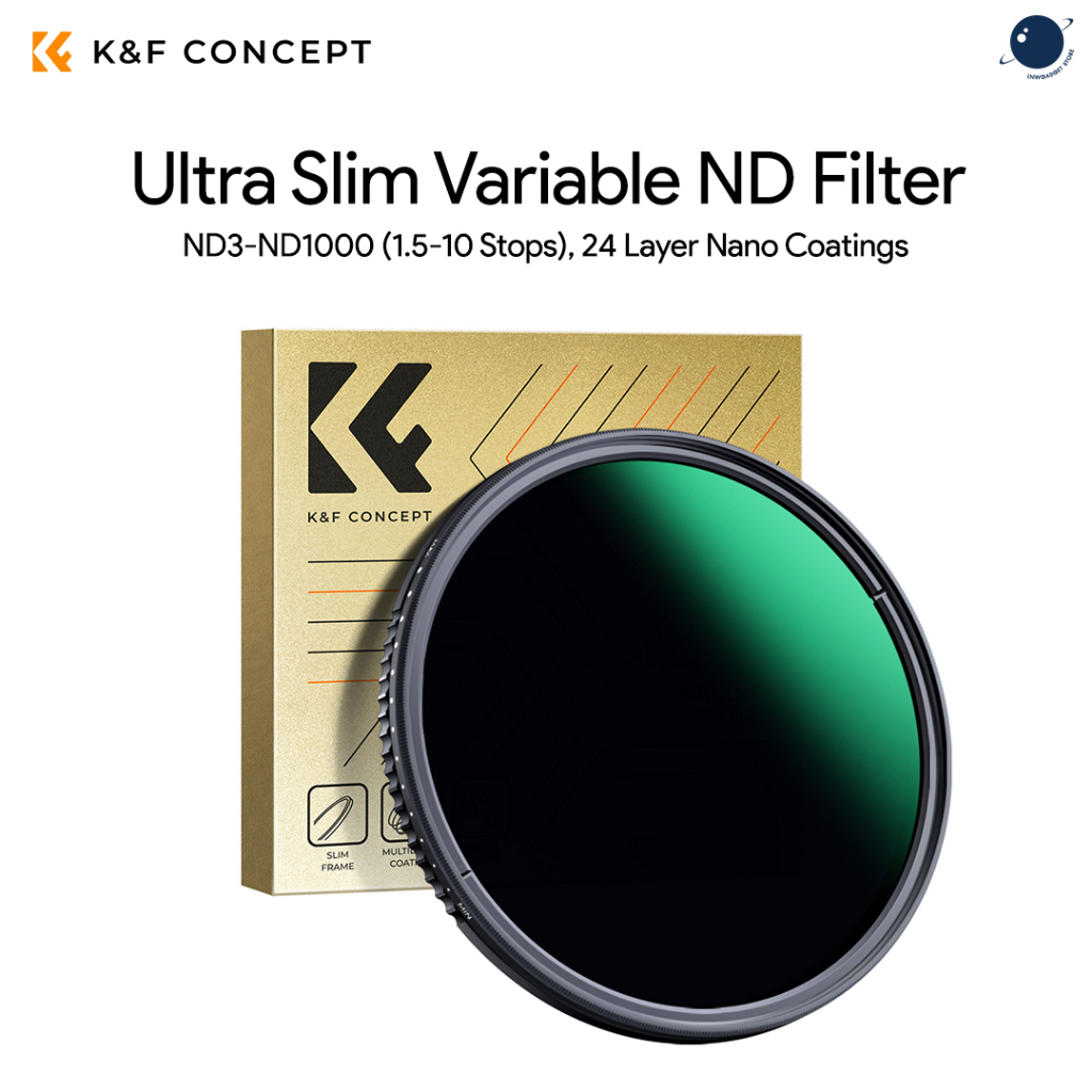 K&F 4982mm Ultra Slim Variable ND Filter ND3ND1000 (1.510 Stops), 24
