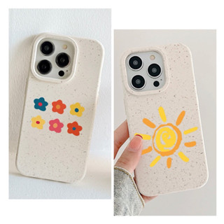 เคสไอโฟนขาวเปลือกไข่ลายดอกไม้/ดวงอาทิตย์ i7-14promax (Case iphone) เคสมือถือ เคสน่ารัก เคสสีไข่ เคสลายจุด เคสลายดอก