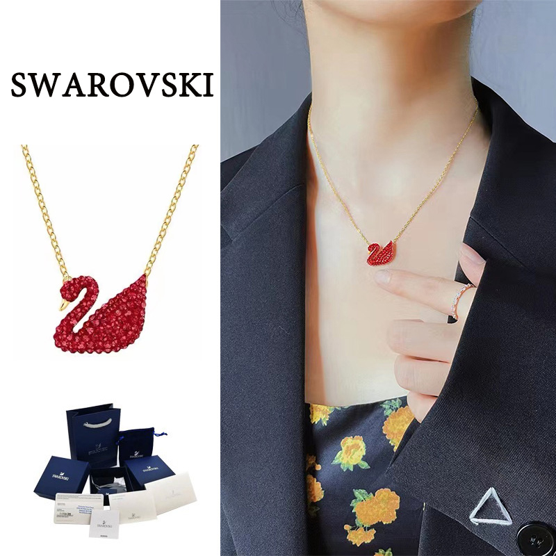 ของแท้100-สร้อยคอ-swarovski-แท้-swarovski-swan-necklace-แท้-สร้อยคอหงส์-classic-สร้อยคอผู้หญิง