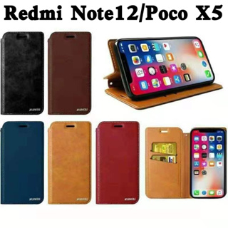 Redmi Note12 4G/5GเคสฝาพับRedmi Note12Pro/Redmi Note12Pro Plus/Poco X5/Poco X5Proกระเป๋าเปิดปิดแบบแม่เหล็ก เก็บนามบัตรได
