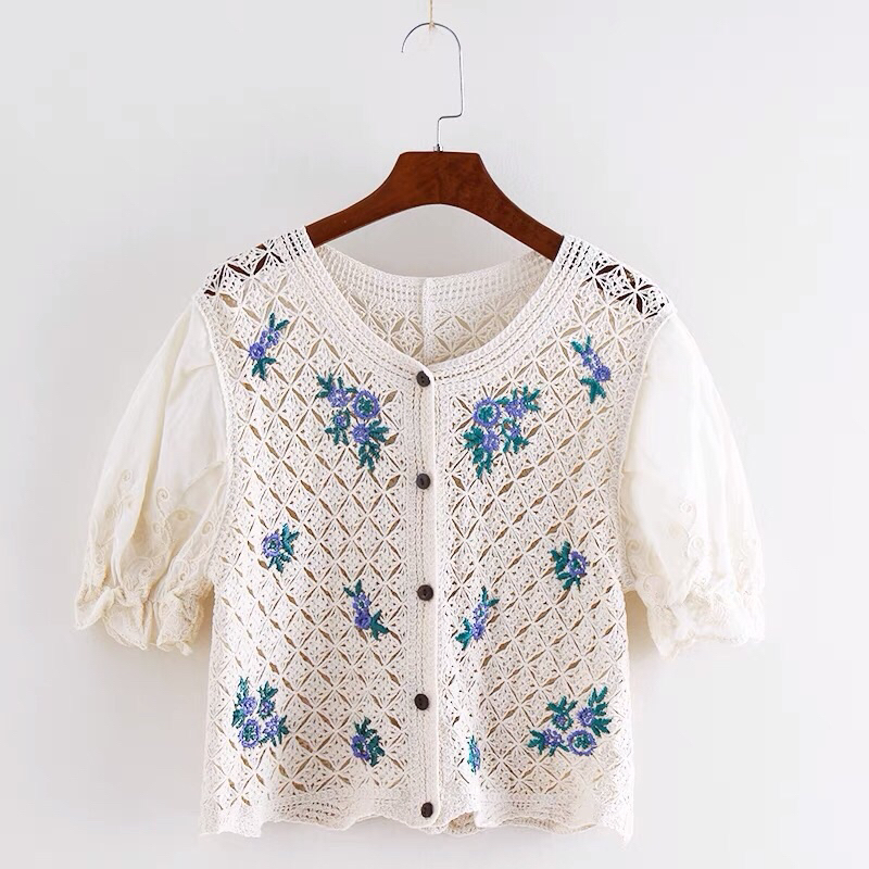 เสื้อถักไหมพรม เสื้อไหมพรมถักโครเชต์ คอวี กระดุมผ่าหน้า น่ารักมาก ...