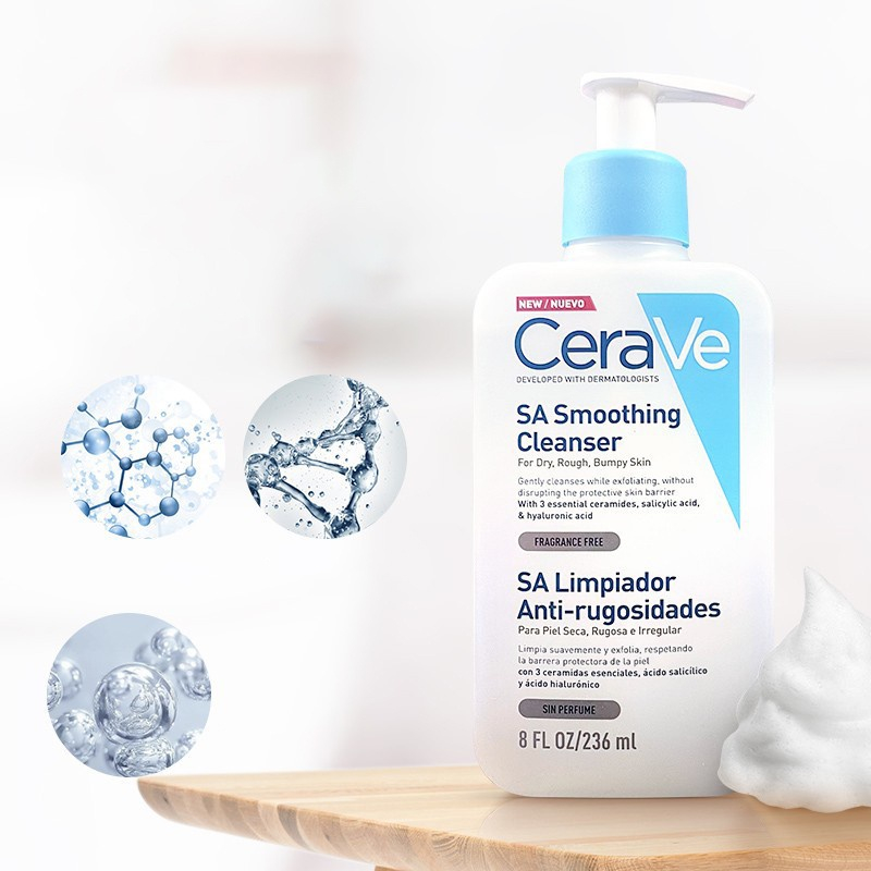 เซราวี-cerave-sa-smoothing-cleanser-ผลิตภัณฑ์ทำความสะอาด-สำหรับผิวหยาบกร้าน-ไม่เรียบเนียน-236ml-exp-07-2024