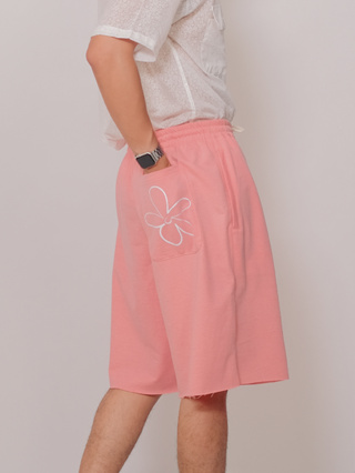 CLUB ✿ 10 Half Sweat Shorts in Pink | กางเกงขาสั้น ตัวยาว ดีเทล Raw Cut ผ้าสเว็ต สีชมพู