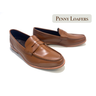 ภาพขนาดย่อของสินค้าPenny Loafers รองเท้าคัชชูหนังแท้ รองเท้าหนังโลฟเฟอร์ สีแทน ใส่นุ่ม สบาย หล่อเนี้ยบ เปลี่ยนไซส์ได้