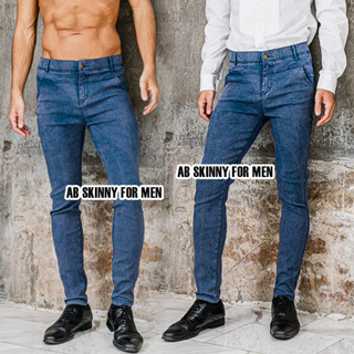 AB Skinny For Men สีฟ้าฟอก กางเกงสกินนี่ยีนส์ 16 สี ของแท้ จากเพจดัง 80,000 Like กางเกง AB สกินนี่ยีนส์ ผู้ชาย