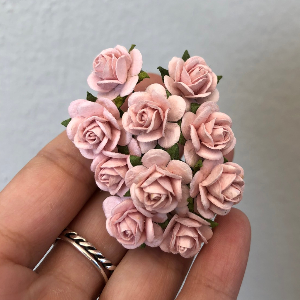 ดอกไม้กระดาษสาดอกไม้กุหลาบขนาดเล็กสีชมพูอ่อน-80-ชิ้น-ดอกไม้ประดิษฐ์สำหรับงานฝีมือและตกแต่ง-พร้อมส่ง-f265