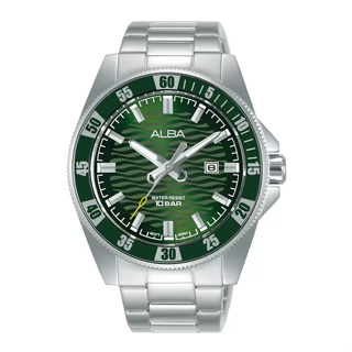 🎁ALBA นาฬิกาข้อมือผู้ชาย สายสแตนเลส รุ่น AG8L87X - สีเขียว ของแท้ 100% ประกัน 1 ปี