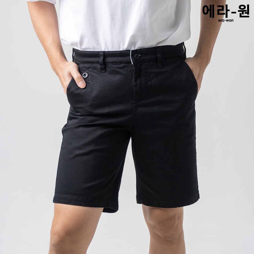 era-won-กางเกงขาสั้น-รุ่น-workday-skinny-japanese-vintage-shorts-สี-black-smith