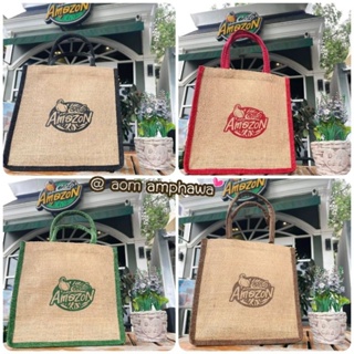 New‼️🛍️ กระเป๋าผ้ากระสอบ Two Tone Bag Café AMAZON 💕