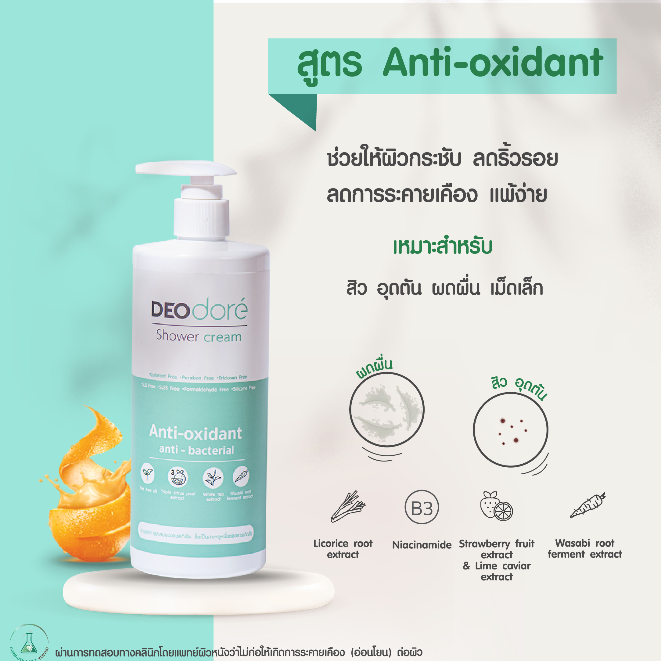 3-ขวด-ครีมอาบน้ำลดสิวแผ่นหลัง-ลำตัวและรอยสิวจับคู่เห็นผล-deodore-shower-cream