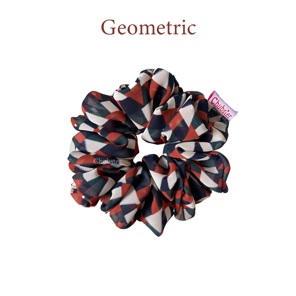 geometric-12cm-ยางมัดผม-ผ้าชีฟอง-ยางรัดผมโดนัท-chiffon-scrunchies